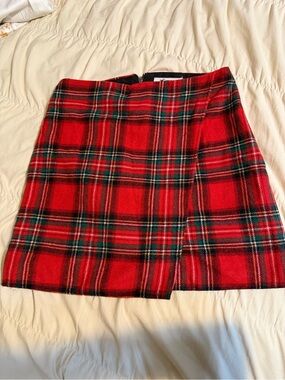 Hollister Red Tartan Plaid Mini Skirt